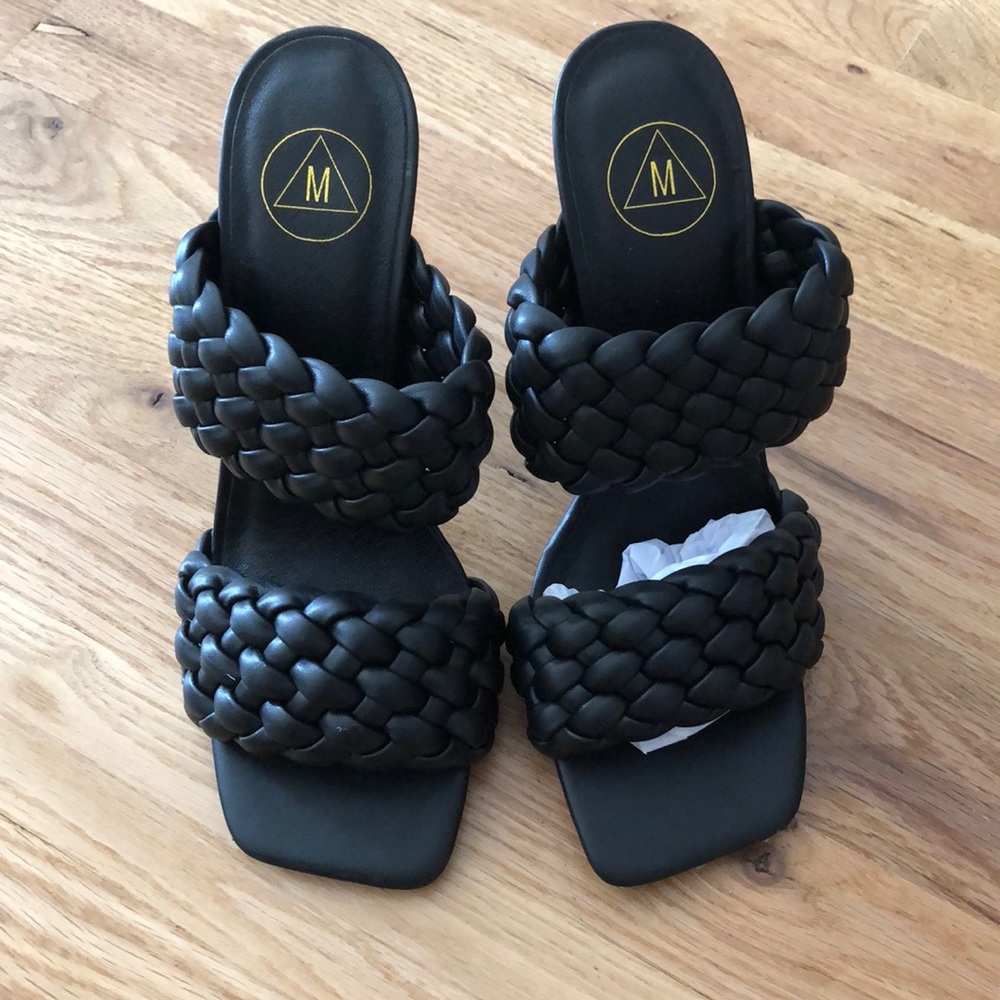 Missguided Woven Black Mule